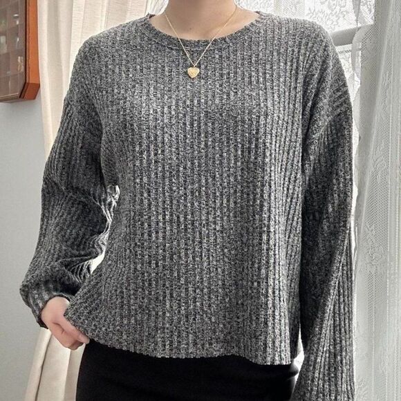 Zara Trafuluc Gray Ribbed Knit Sweater - M - Picture 5 of 12